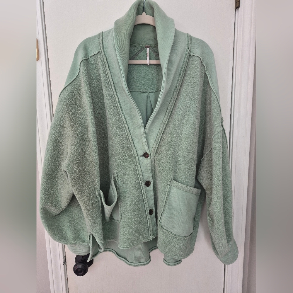 Free People Jordan Reveese Fleece Shacket Size Large - Picture 2 of 8